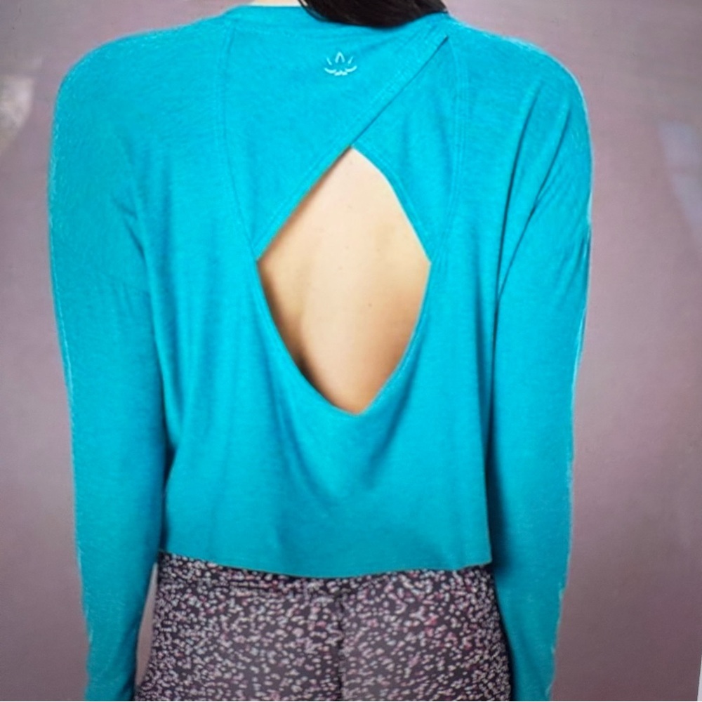 Beyond yoga women’s turquoise, long sleeve tank top/pullover/top size large - Picture 5 of 15